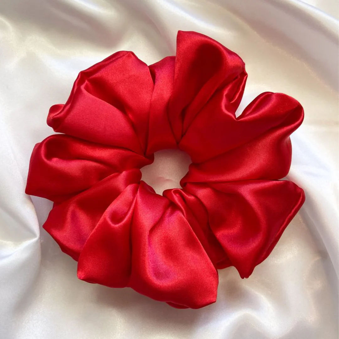Red Silk Scrunchie - 2 pack - Image 6